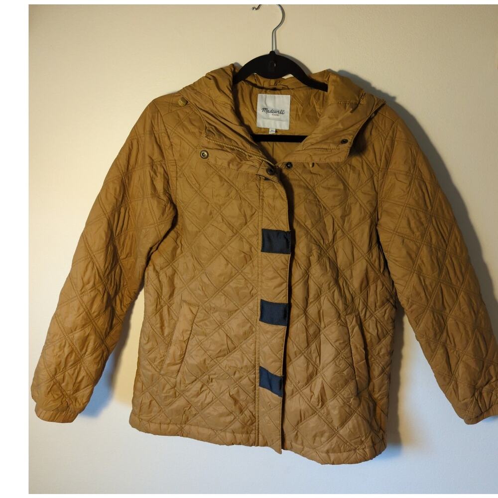 RTR Madewell Airpuff Quilted Packable Brown Puffer Jacket Size XS hood